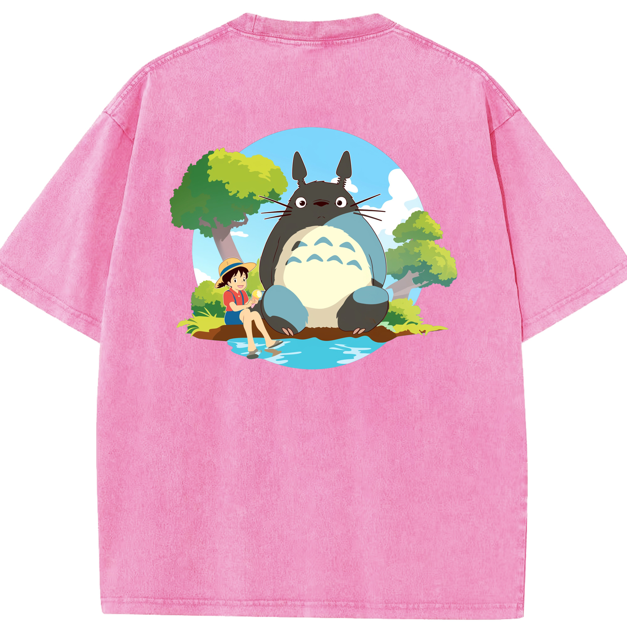 （画像用） となりのトトロ 草壁メイ 草壁サツキ My Neighbor Totoro Satsuki Kusakabe Mei Kusakabe 綿100% ヴィンテージ風 半袖Tシャツ（背面プリント）